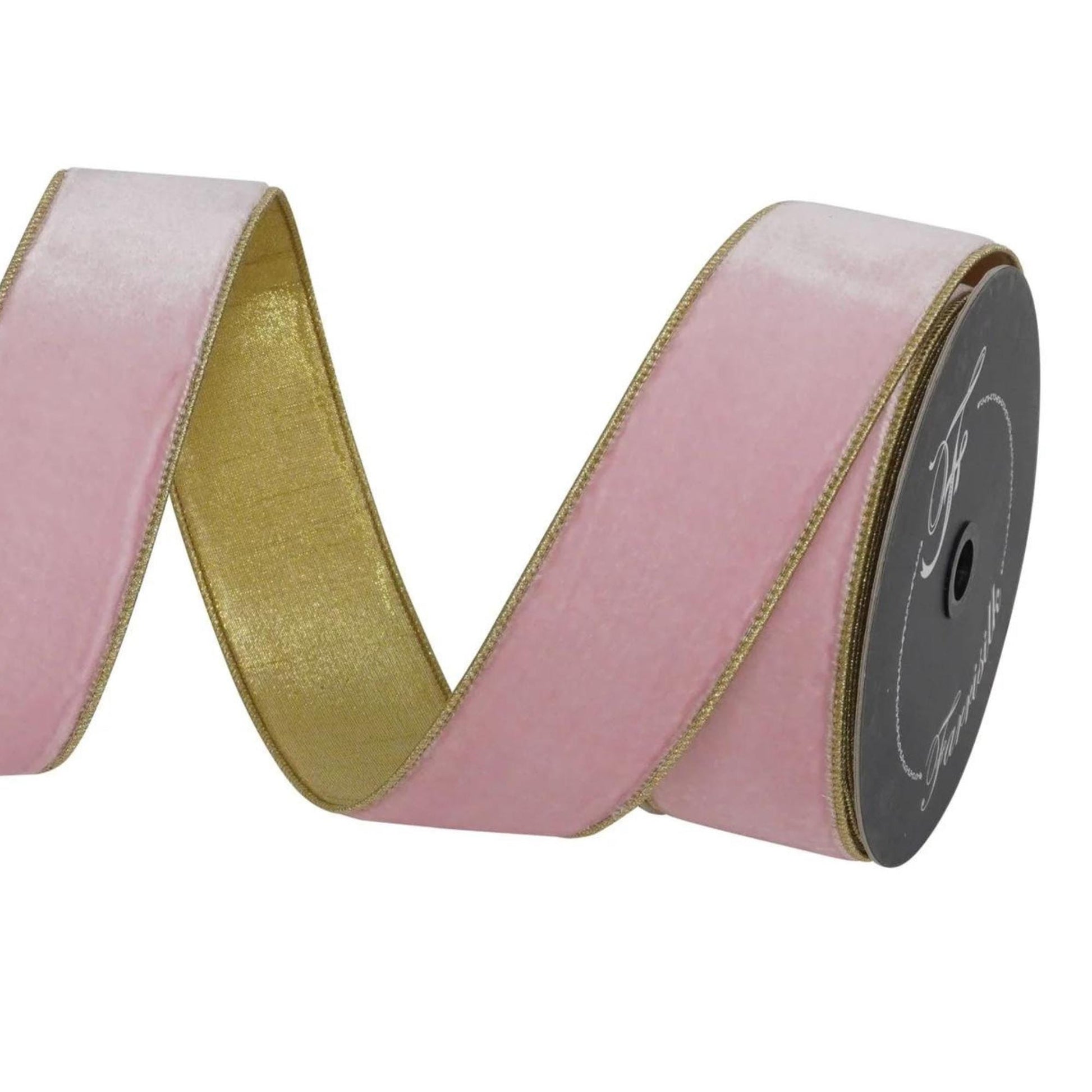 2.5" Baby Pink Flashy Velvet Ribbon, Farrisilk Velvet, Pink Velvet Ribbon