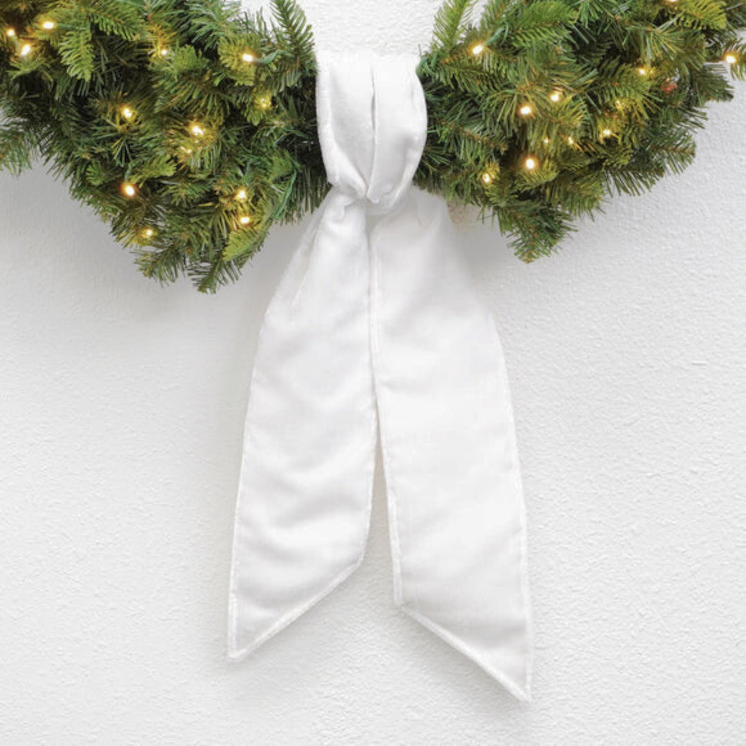 Wreath Sash, White Velvet Wreath Sash, Christmas Wreath Sash