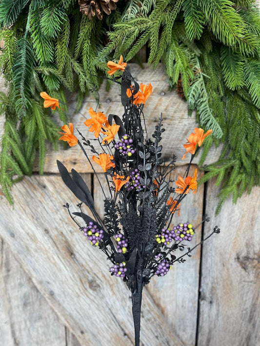 24" Halloween Spray, 60919, Orange MIxed Leaf Spray