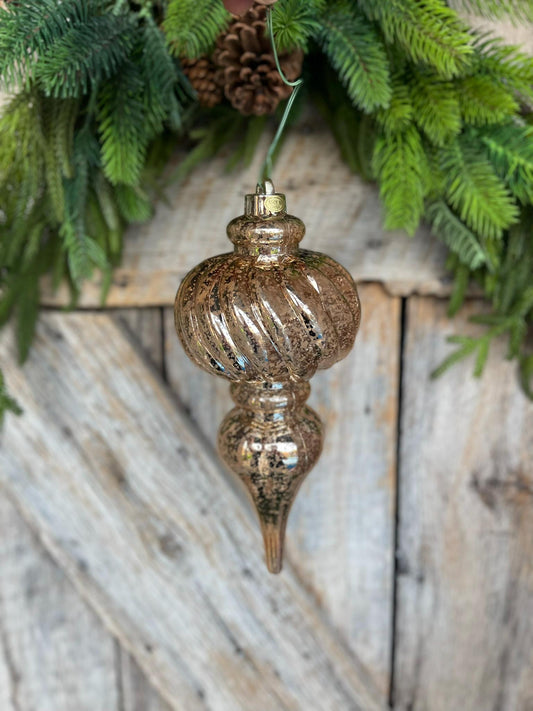 10" Plastic Gold Copper Mercury Finial Ornament, Gold Ornaments, Finial Ornaments