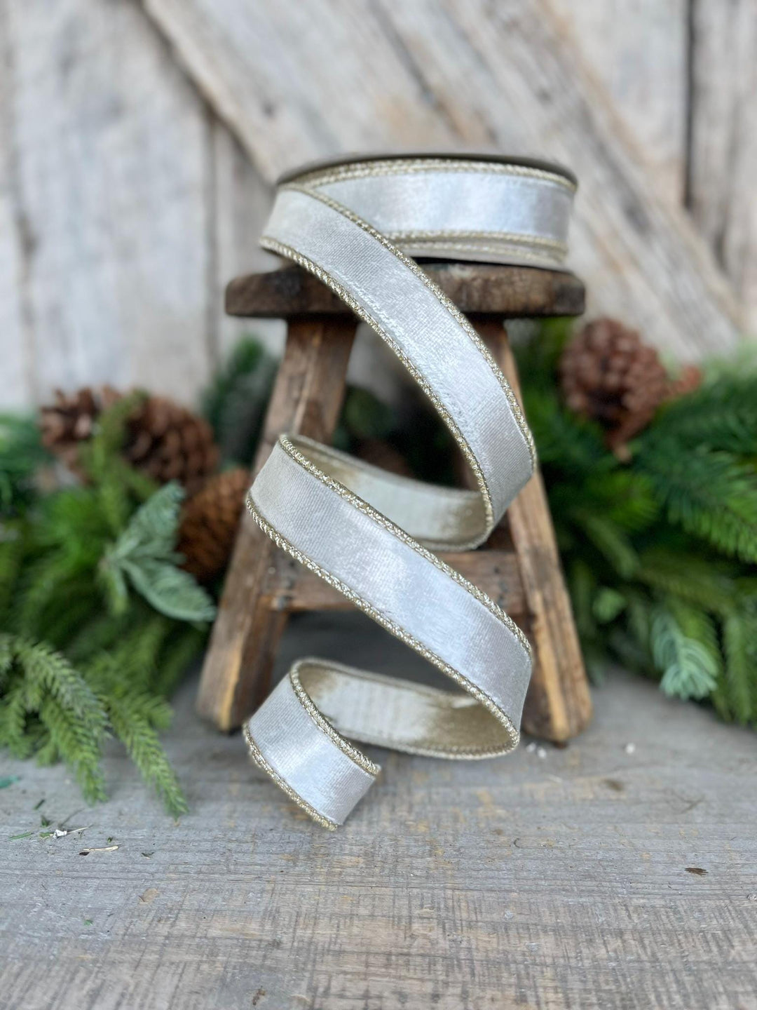 1" Ivory Velvet Ribbon, Farrisilk Ribbon