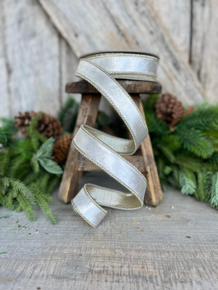 1" Ivory Velvet Ribbon, Farrisilk Ribbon