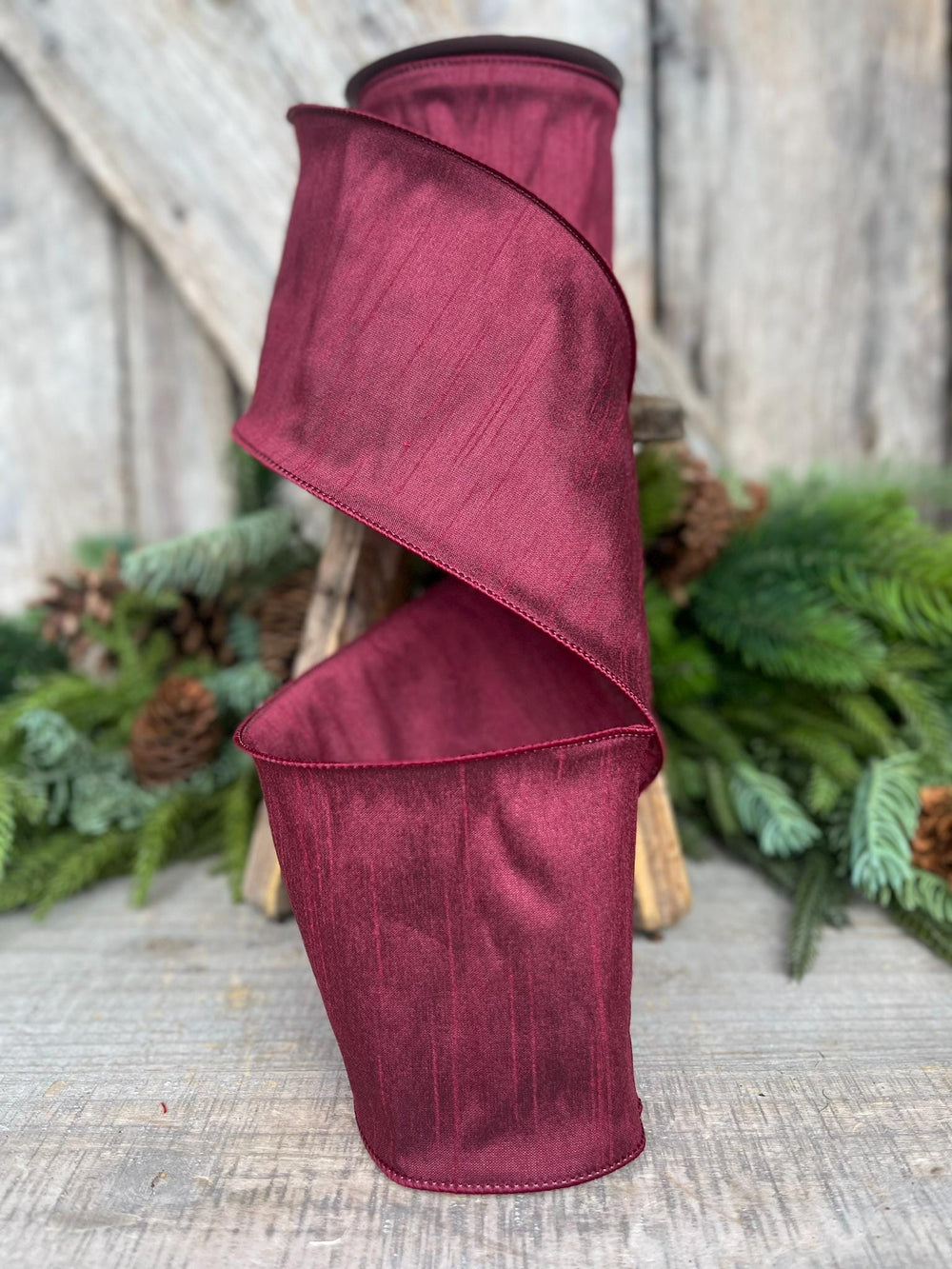 4" Burgundy Ribbon, Dupion Ribbon