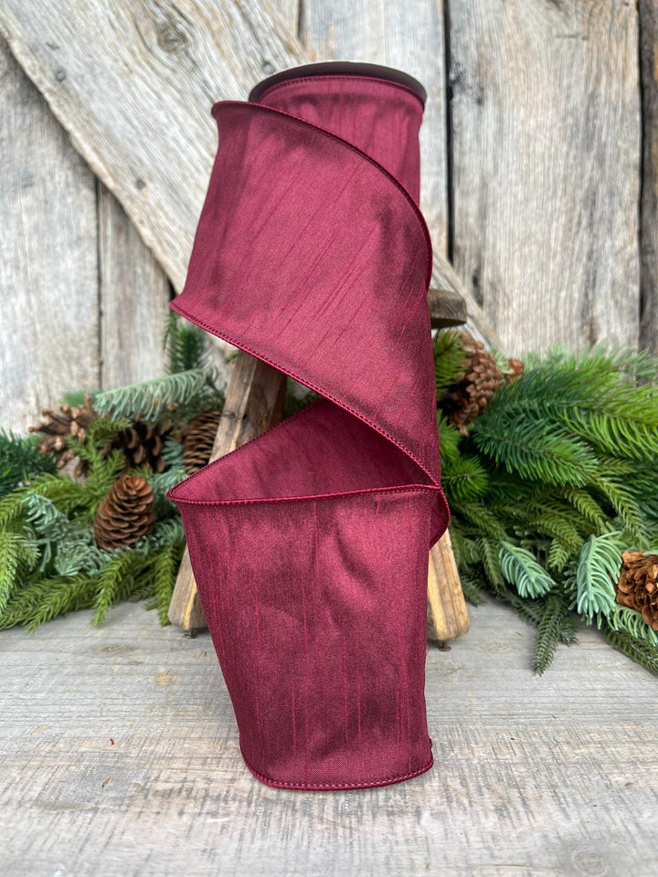 4" Burgundy Ribbon, Dupion Ribbon