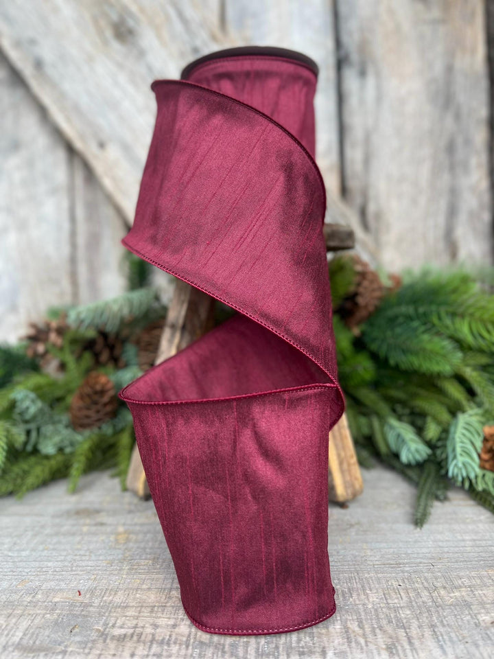 4" Burgundy Ribbon, Dupion Ribbon