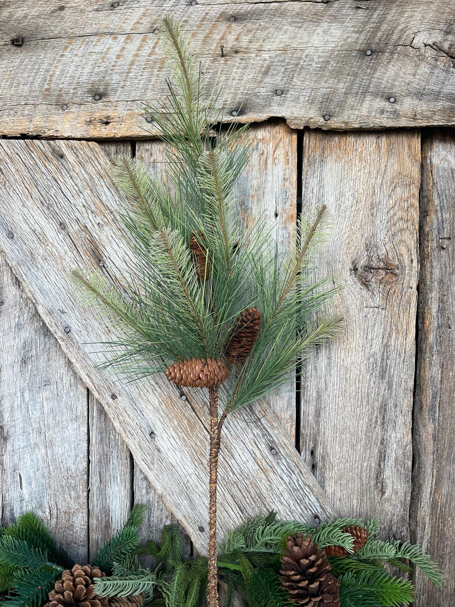 33" Long Needle Pine spray, pine cone spray, Christmas greenery