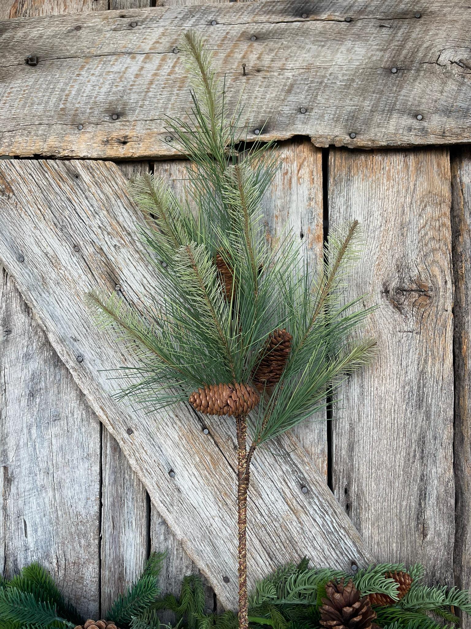 33" Long Needle Pine spray, pine cone spray, Christmas greenery