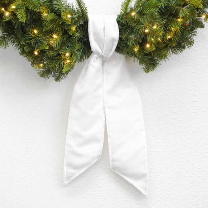 Wreath Sash, White Velvet Wreath Sash, Christmas Wreath Sash