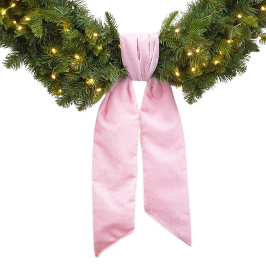 Wreath Sash, Baby Pink Velvet Wreath Sash, Christmas Wreath Sash