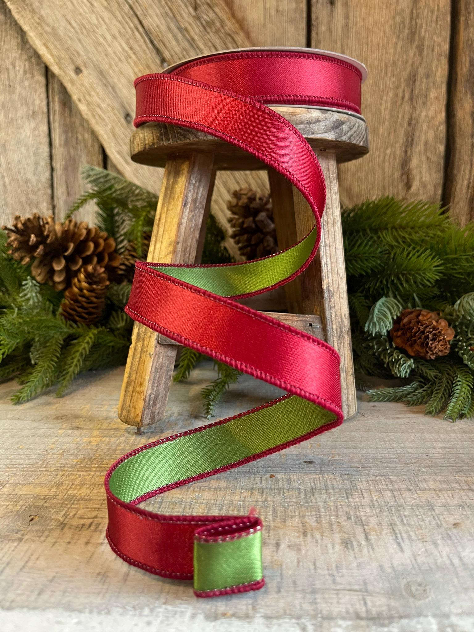 1" Ruby Green Satin Ribbon, Farrisilk Ribbon