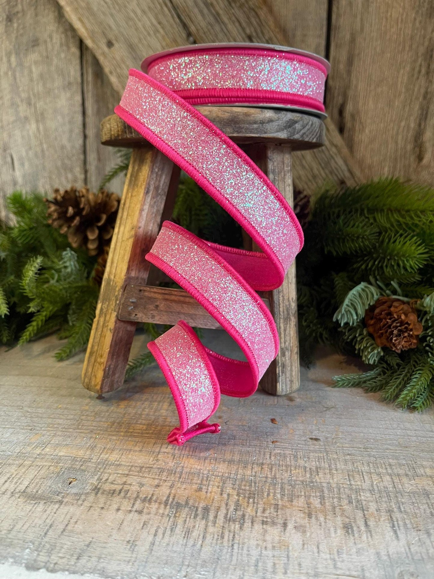 1" Hot Pink Sugar Frost Ribbon, Farrisilk Ribbon, Hot Pink Ribbon