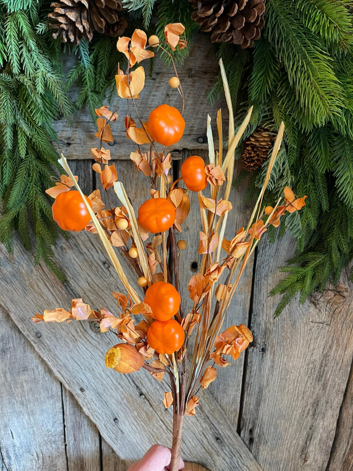 20" Fall Pumpkin Greenery Bush, Fall bush, Mini Pumpkin greenery