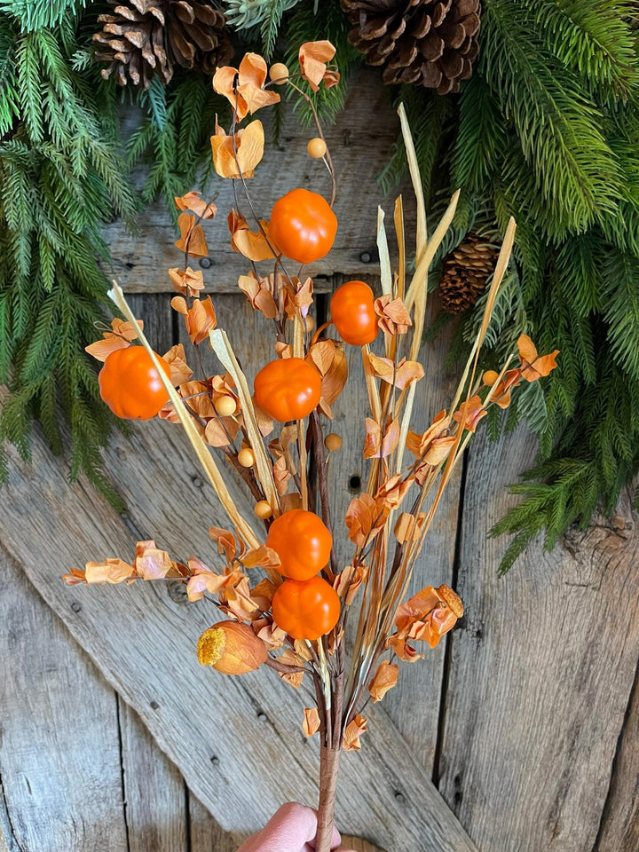 20" Fall Pumpkin Greenery Bush, Fall bush, Mini Pumpkin greenery