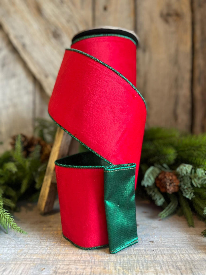 4" Red Emerald Velvet, 2 Tone Velvet, Christmas Velvet