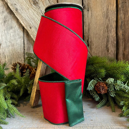 4" Red Emerald Velvet, 2 Tone Velvet, Christmas Velvet