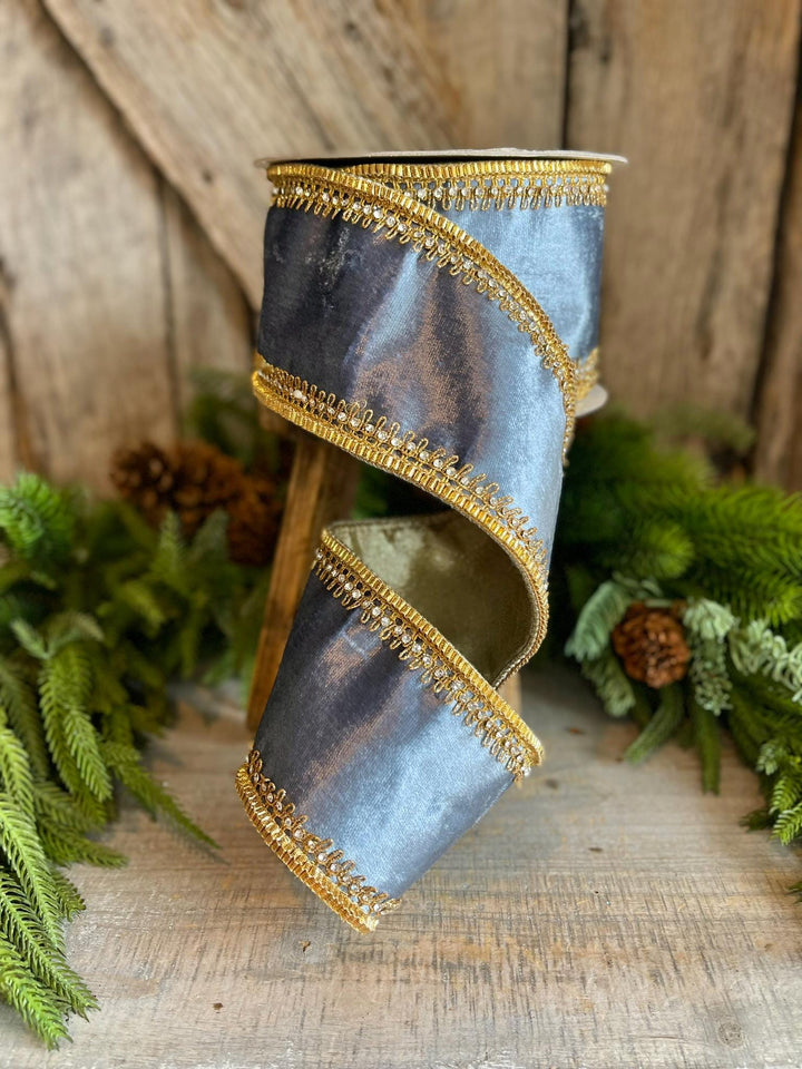 4” Steel Blue Velvet Ribbon, Tiffany Velvet ribbon