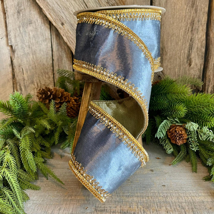 4” Steel Blue Velvet Ribbon, Tiffany Velvet ribbon