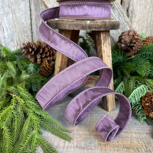 1" Purple Dupioni Ribbon, Lavender Purple Ribbon, Fall Ribbon