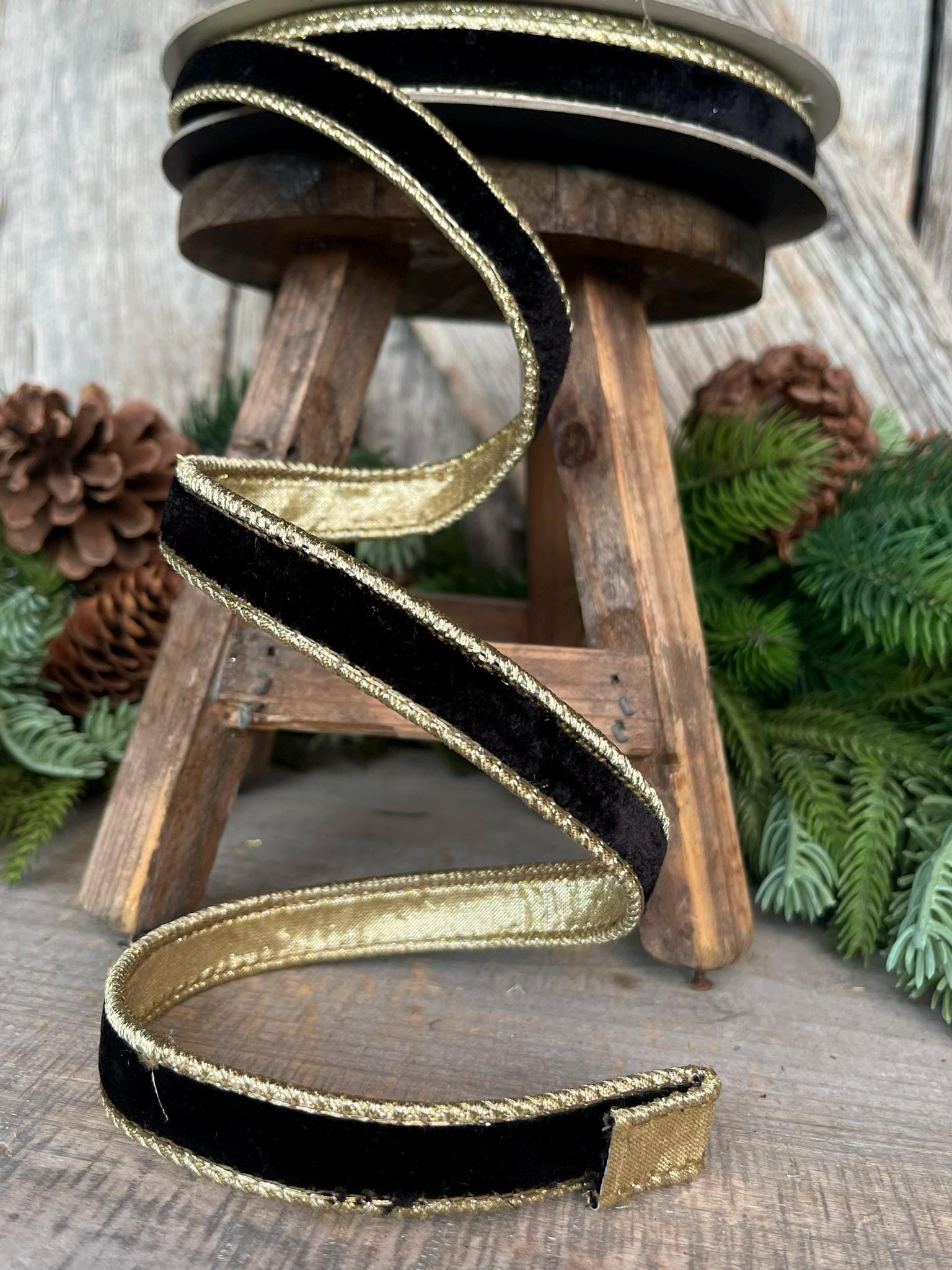 3/4" Black Flashy Velvet, Farrisilk Ribbon