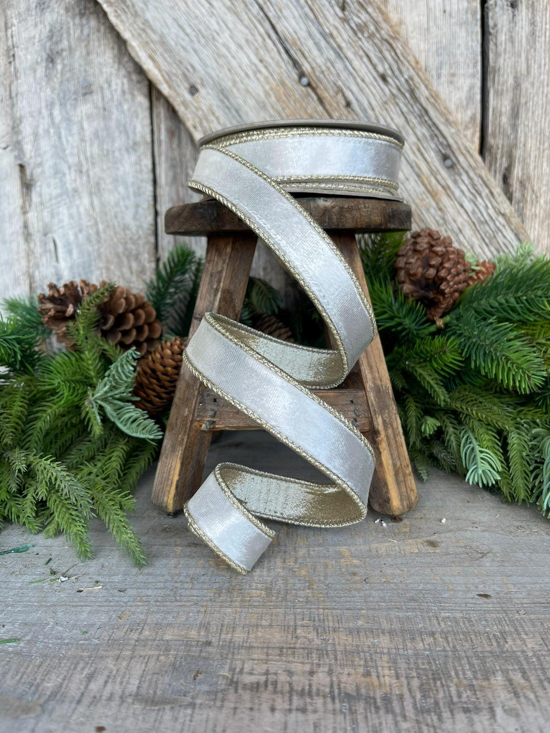 1" Ivory Velvet Ribbon, Farrisilk Ribbon