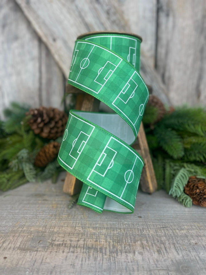 2.5" Soccer Field Wired Ribbon, Soccer Ribbon