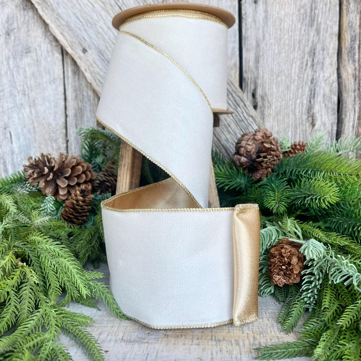 4" Ivory Velvet Ribbon, Ivory Ribbon