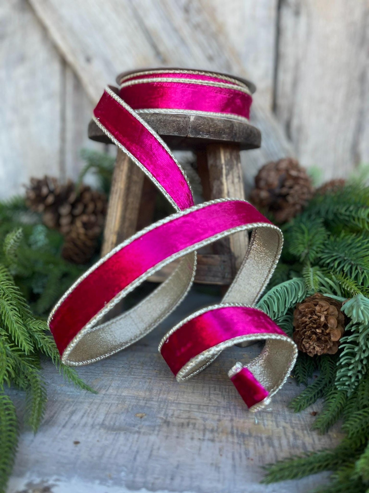 1” Hot Pink Satin Velvet, Farrisilk Velvet, Pink Velvet Ribbon