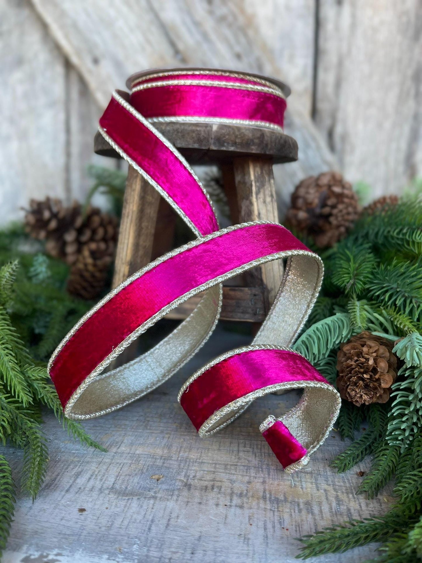 1” Hot Pink Satin Velvet, Farrisilk Velvet, Pink Velvet Ribbon