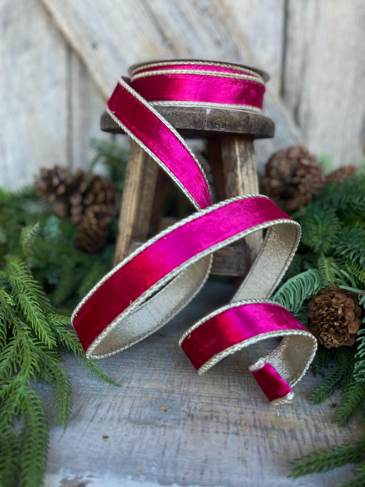 1” Hot Pink Satin Velvet, Farrisilk Velvet, Pink Velvet Ribbon