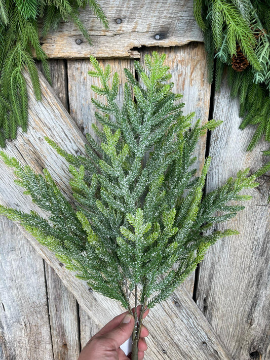 21" Norfolk Iced Pine Spray, Real Touch Norfold Pine