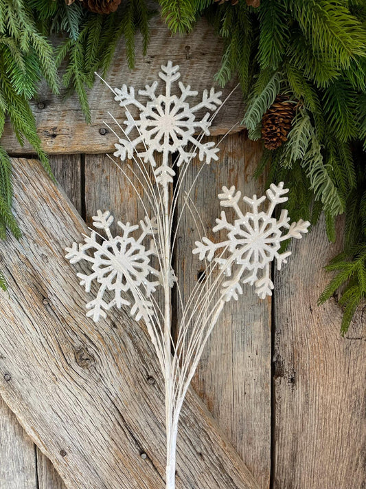 31" White Snowflake Spray, Christmas Tree Spray, Snowflake Christmas Tree