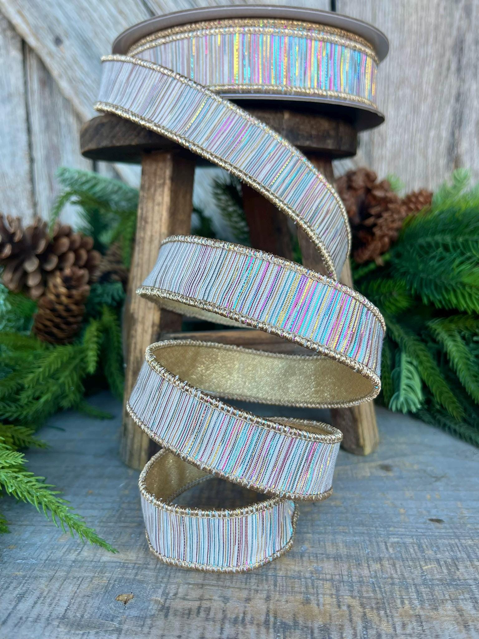 1" Tinsel Ribbon, Farrisilk Ribbon