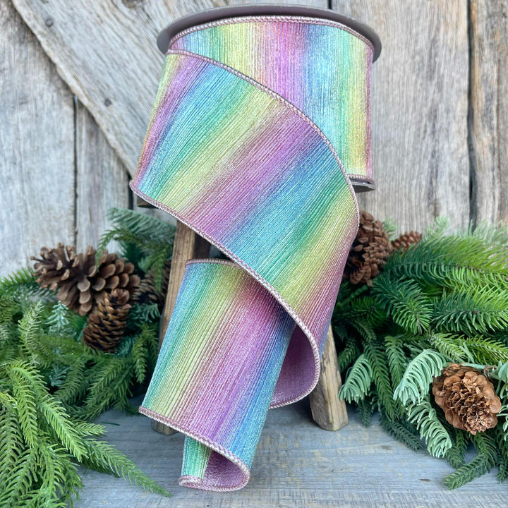 4" Rainbow Sherbert Ribbon, Farrisilk Ribbon, Pastel Ribbon