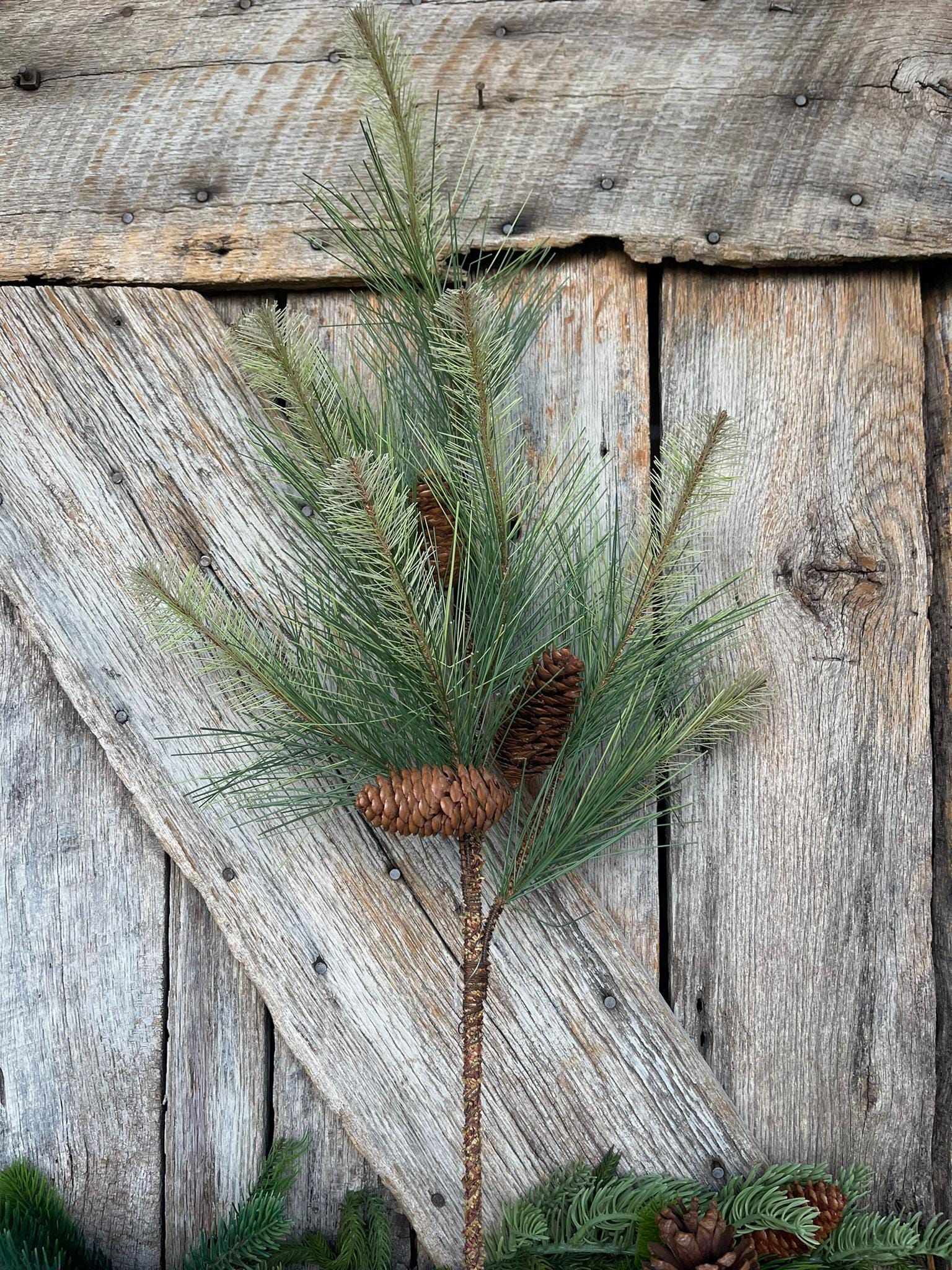 33" Long Needle Pine spray, pine cone spray, Christmas greenery