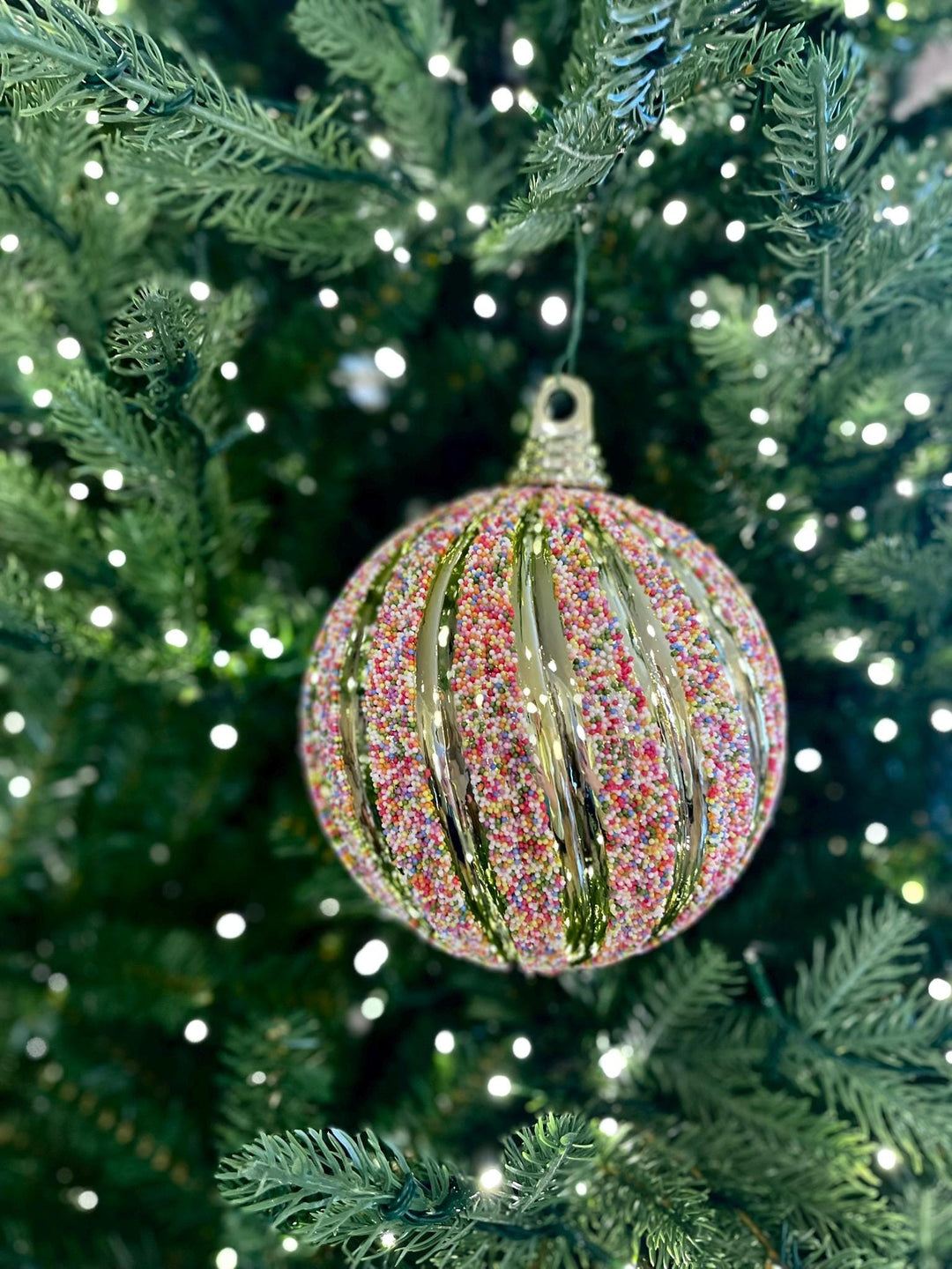 4" Swirled Sprinkles Ornament, Farrisilk Candy Couture, Candy Theme, Christmas Ornament, Sprinkles Ornament