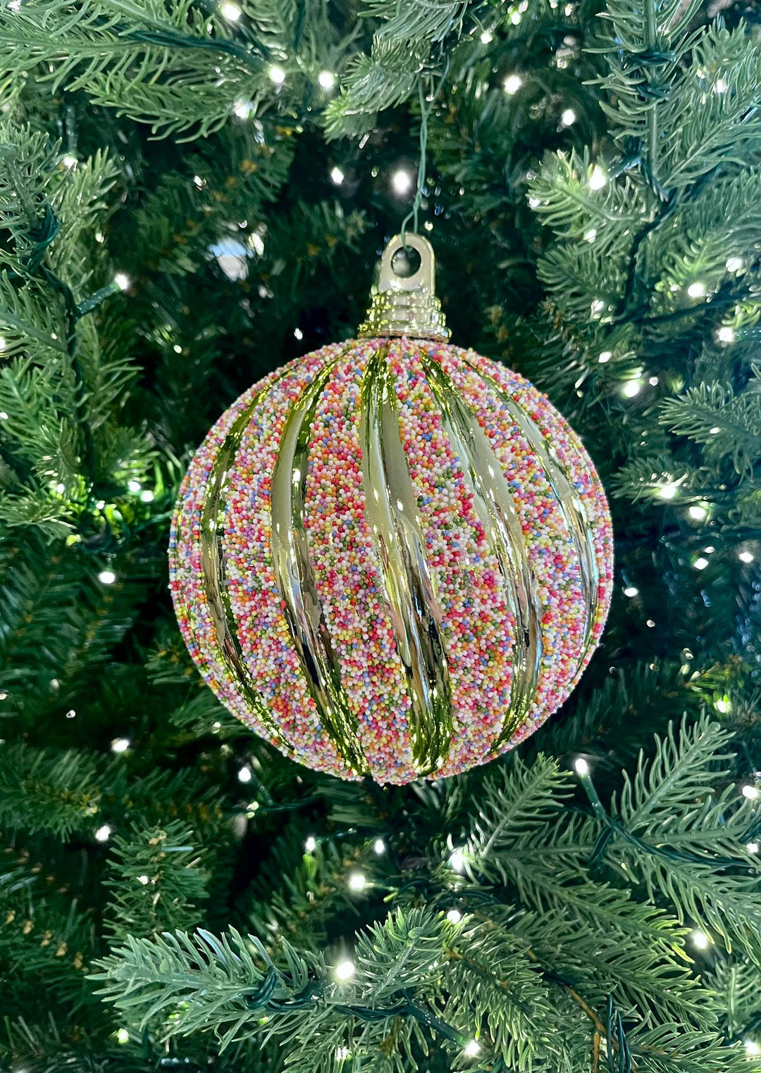 4" Swirled Sprinkles Ornament, Farrisilk Candy Couture, Candy Theme, Christmas Ornament, Sprinkles Ornament