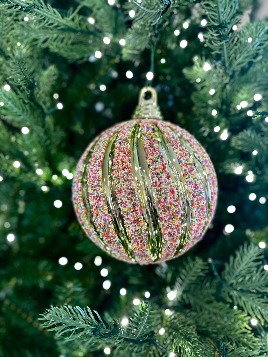 4" Swirled Sprinkles Ornament, Farrisilk Candy Couture, Candy Theme, Christmas Ornament, Sprinkles Ornament