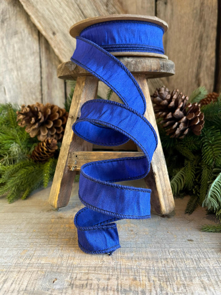 1” Royal Blue Dupioni Ribbon, Christmas Ribbon, Bright Blue Ribbon