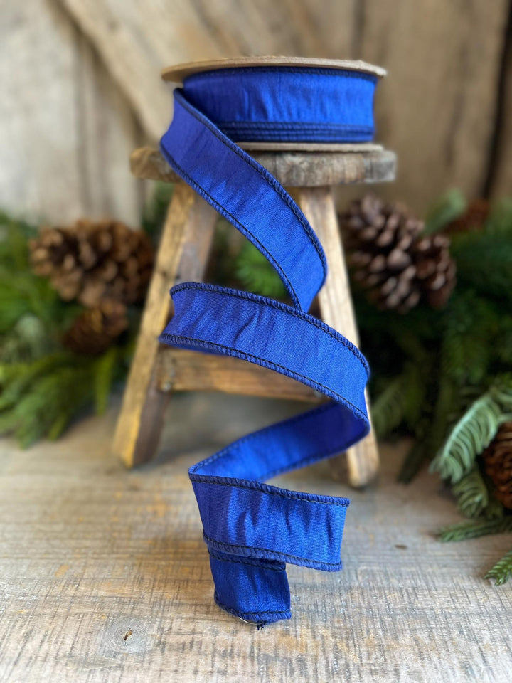 1” Royal Blue Dupioni Ribbon, Christmas Ribbon, Bright Blue Ribbon