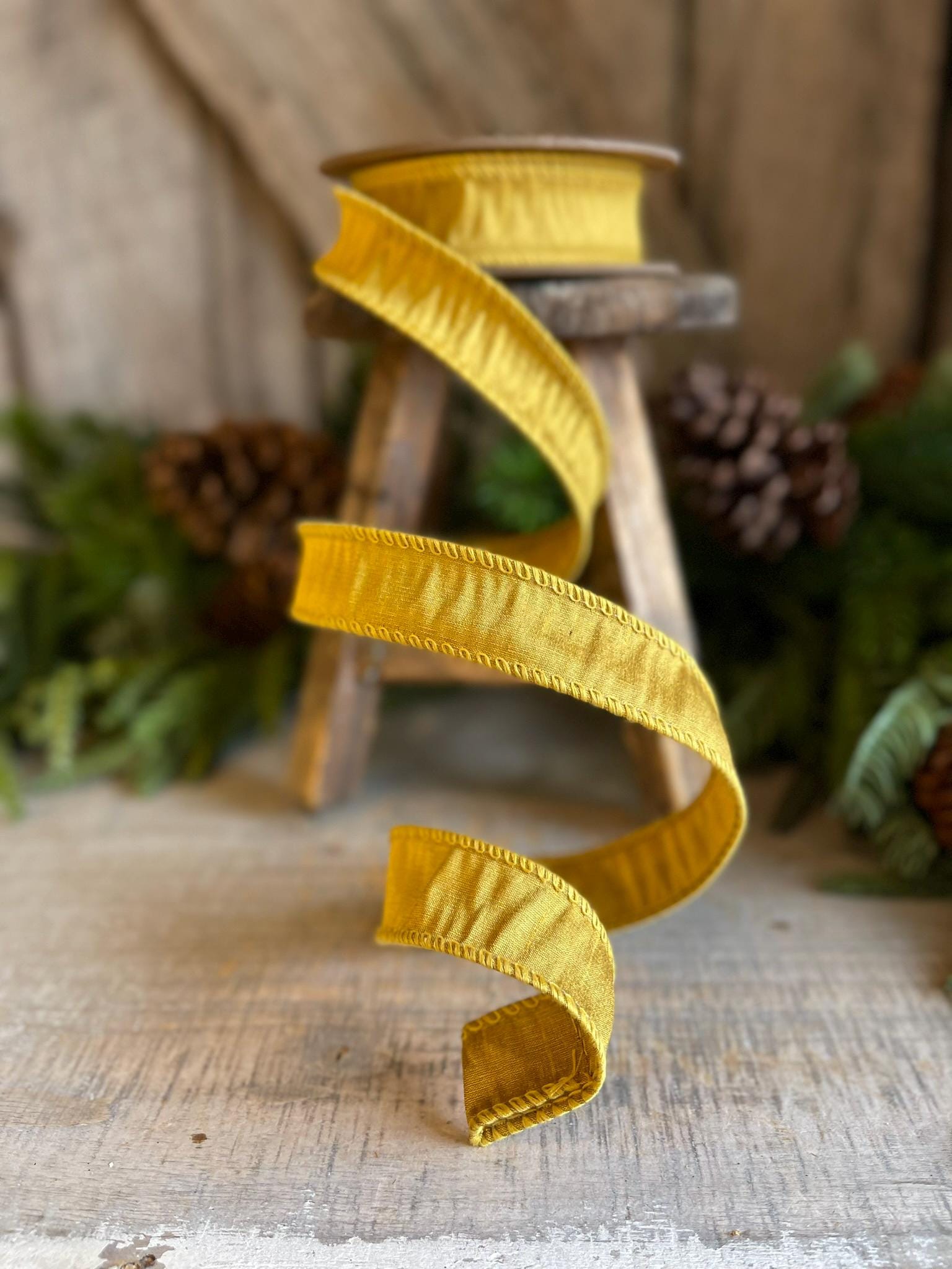 1" Gold Dupioni Ribbon, Gold WIred Ribbon, Fall Ribbon