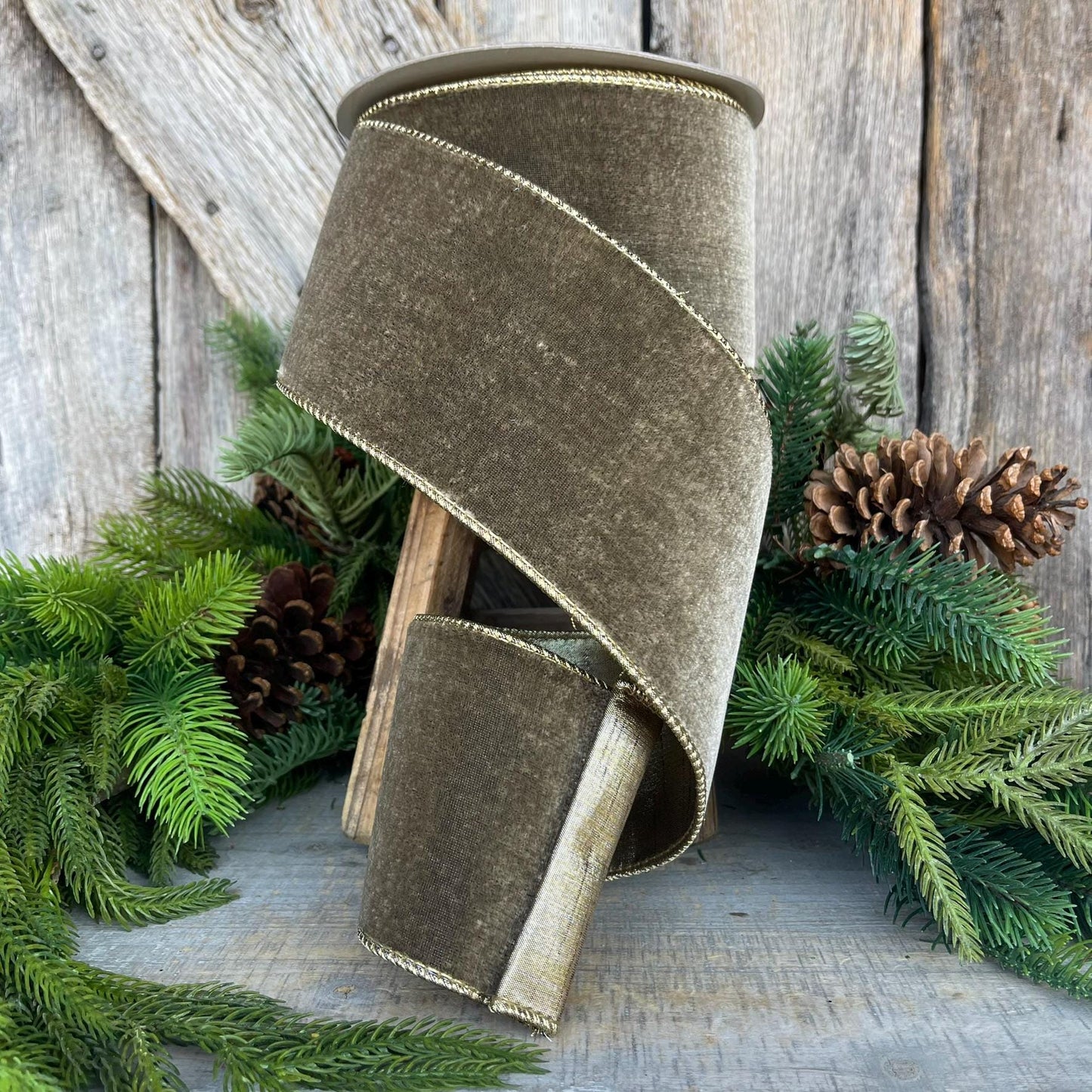 4” Mink Velvet Ribbon, Farrisilk ribbon, Velvet ribbon