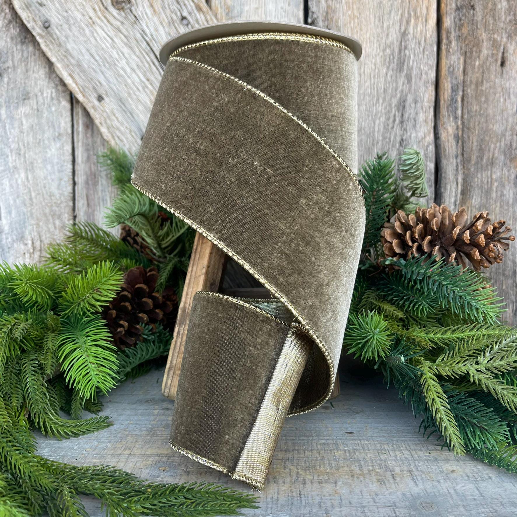 4” Mink Velvet Ribbon, Farrisilk ribbon, Velvet ribbon