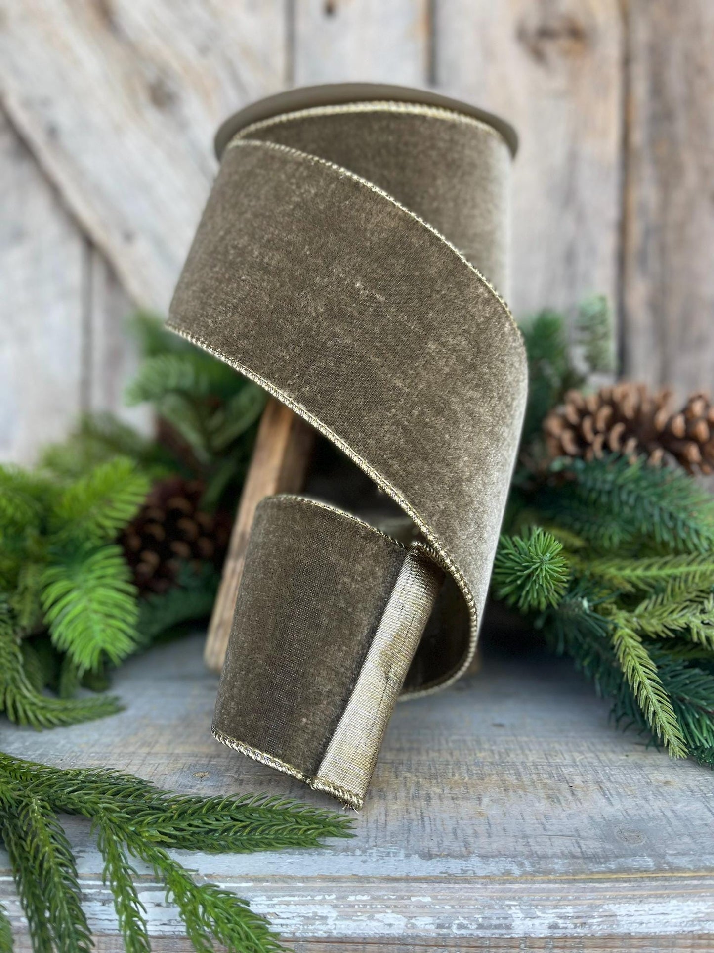 4” Mink Velvet Ribbon, Farrisilk ribbon, Velvet ribbon