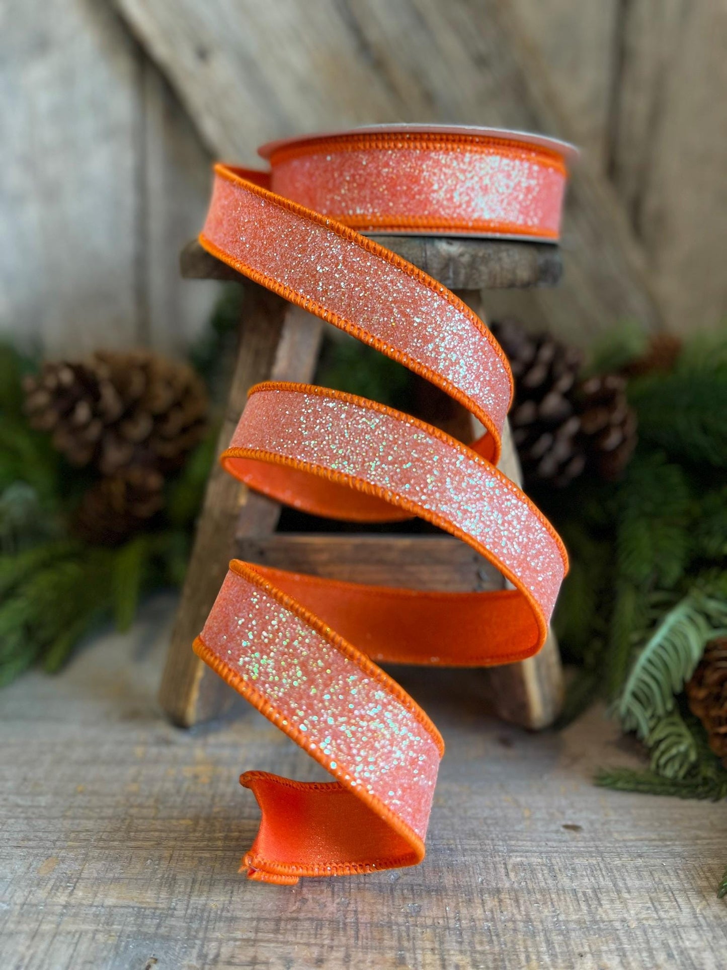 1" Orange Sugar Frost Ribbon, Farrisilk Ribbon, Orange Ribbon