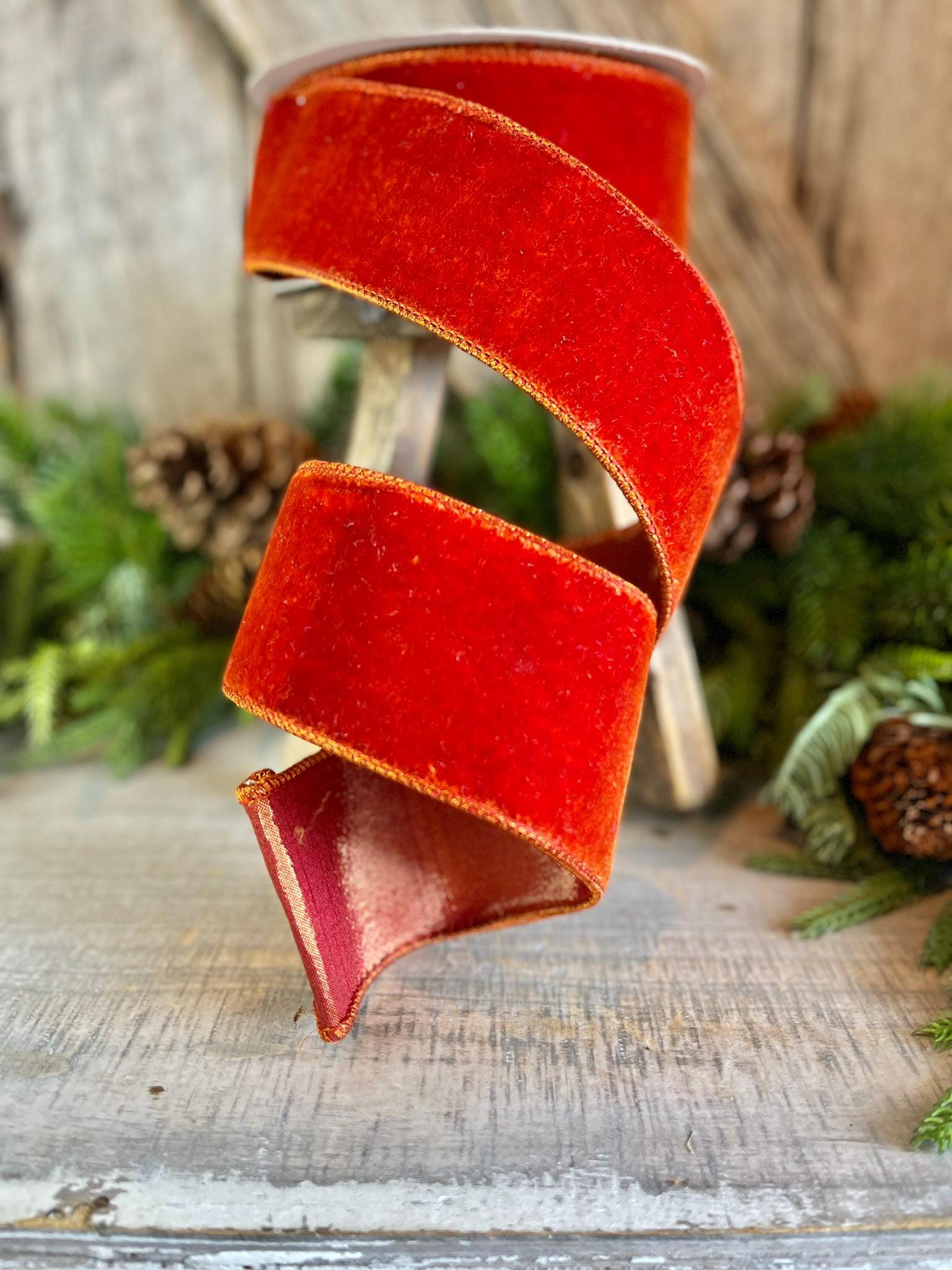 2.5" Cinnamon Velvet, Farrisilk ribbon