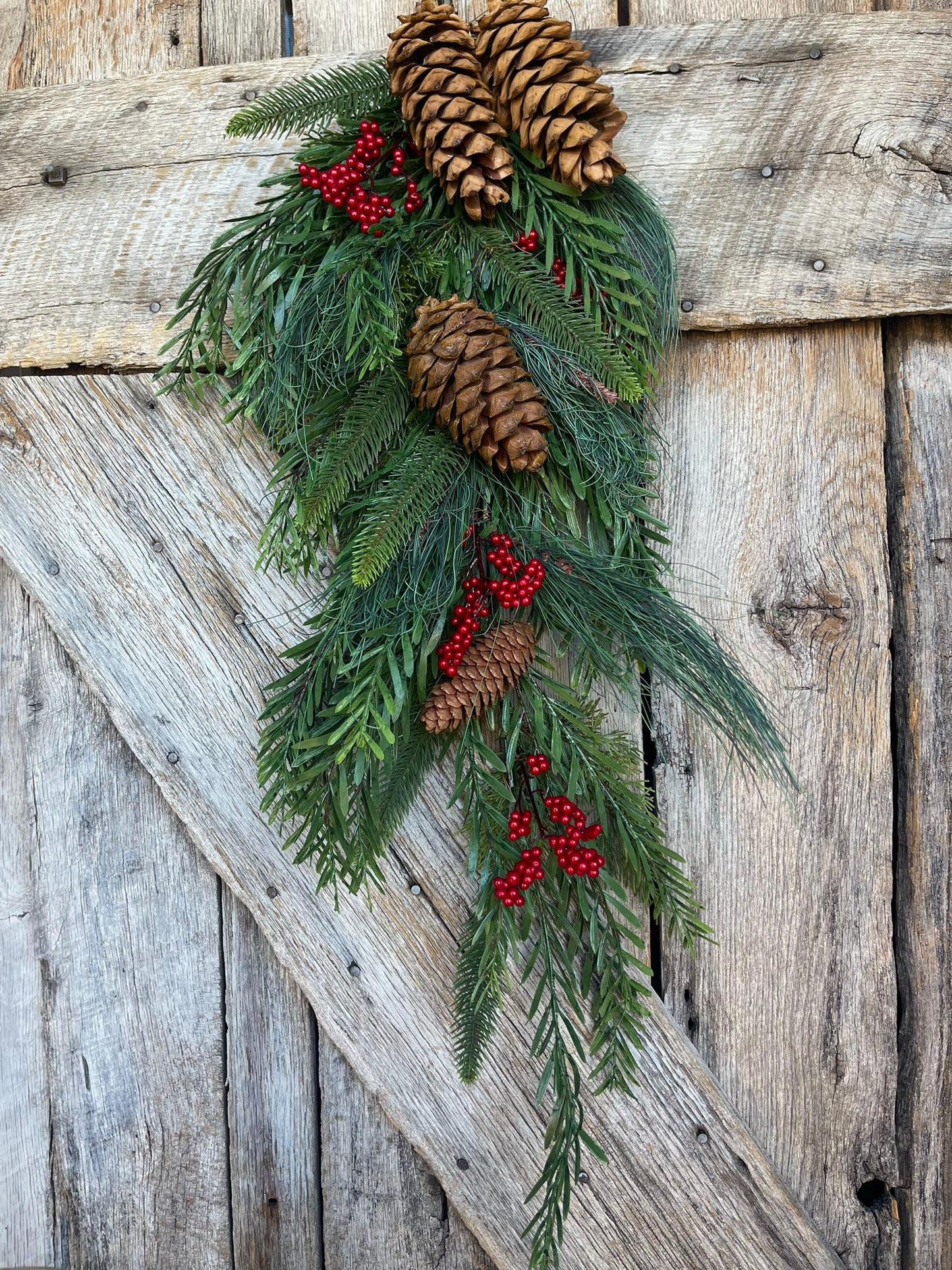 30" Pine Teardrop Swag, Christmas Swag