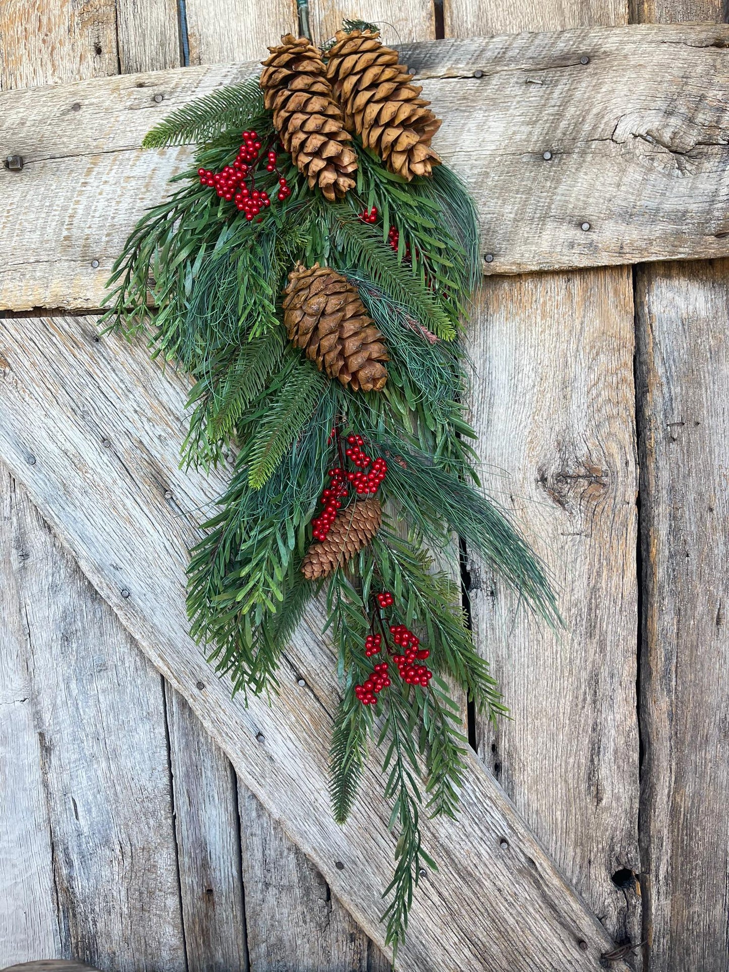 30" Pine Teardrop Swag, Christmas Swag