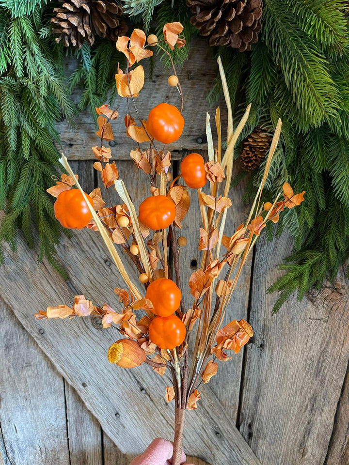 20" Fall Pumpkin Greenery Bush, Fall bush, Mini Pumpkin greenery