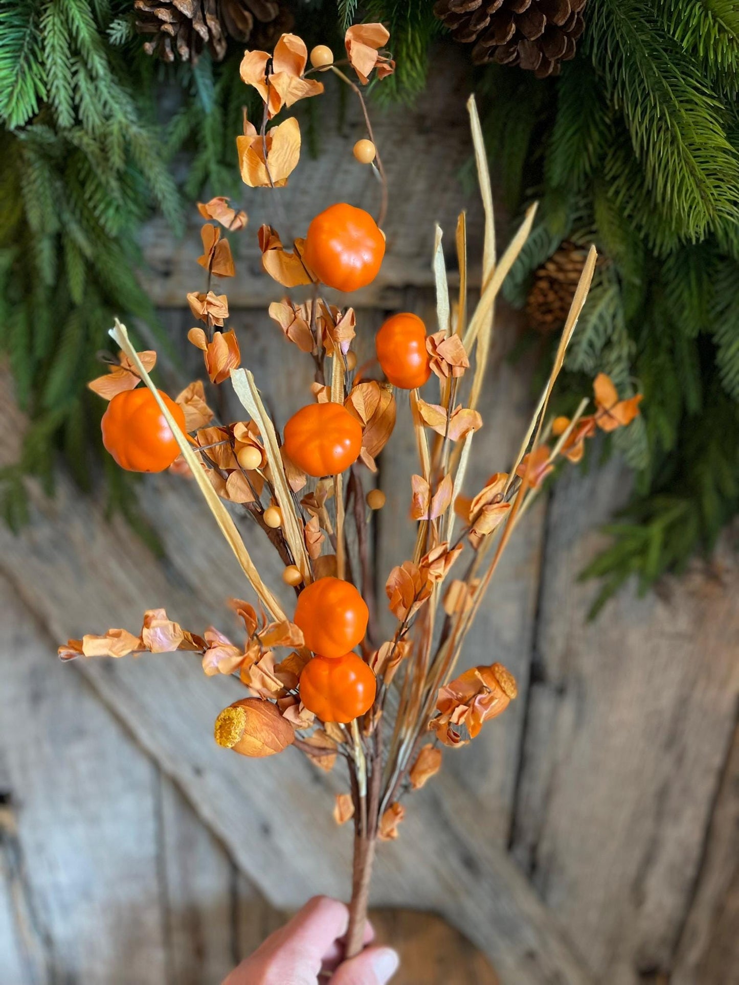 20" Fall Pumpkin Greenery Bush, Fall bush
