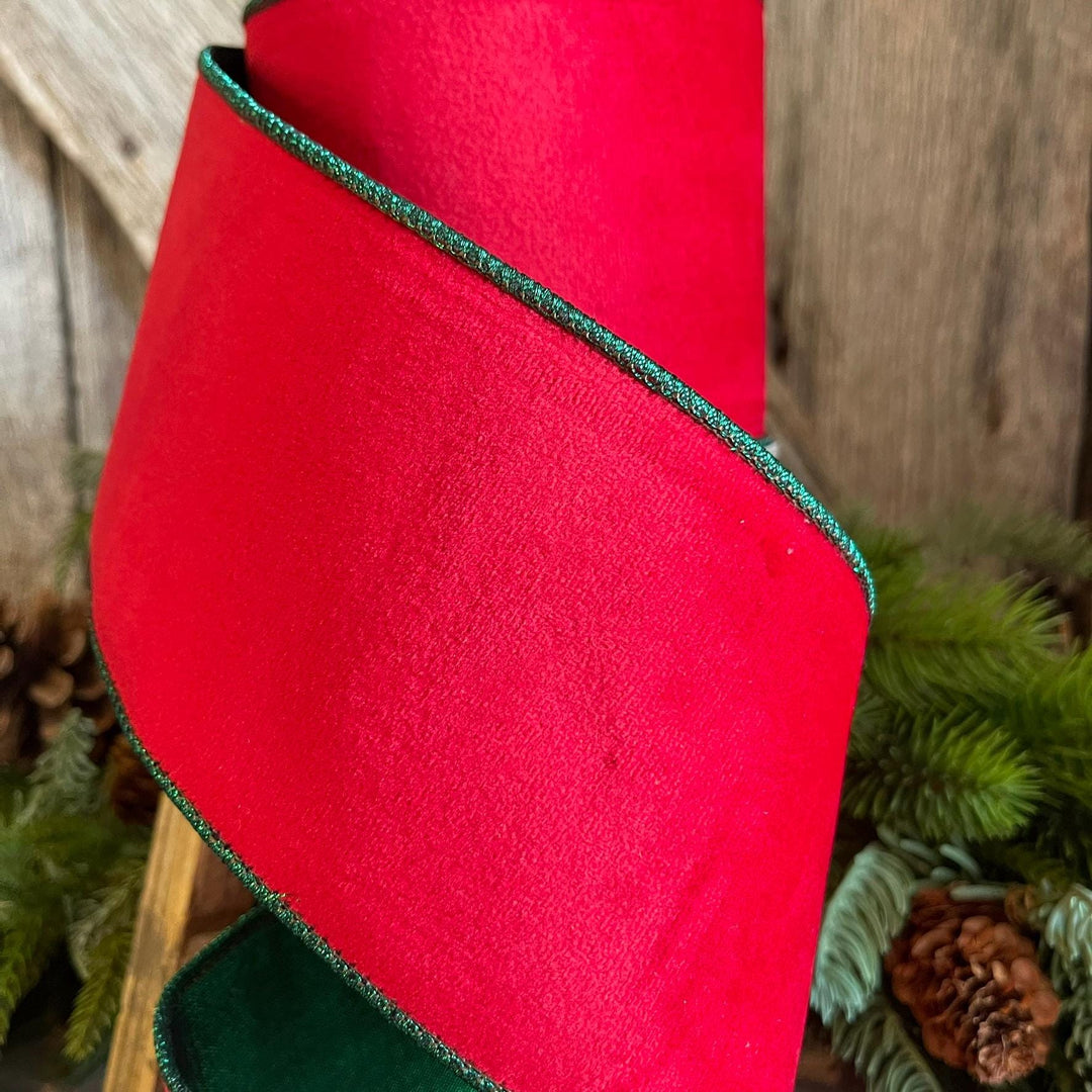 4" Red Emerald Velvet, 2 Tone Velvet, Christmas Velvet